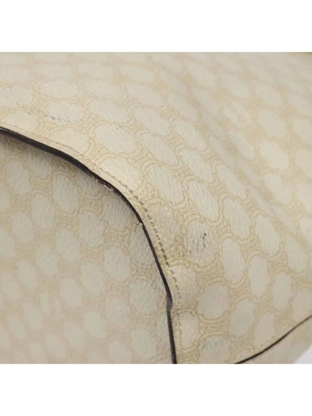 Authentic CELINE Macadam Canvas Circle Shoulder Bag PVC Leather White - Picture 6 of 16